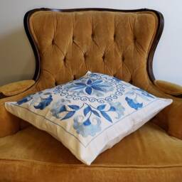 Suzani Pillow Case, Cushion Cover, Embroidered Crocheted Pillow, Handmade - thumbnail 4