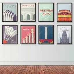 Kansas City Icons Posters - Kc Skyline The Nelson, Union Station, K, Liberty Memorial, Kauffman Center, Western Auto, Bartle Hall, Plaza - thumbnail 2