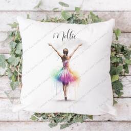 Ballet Dancer Cushion, Ballerina Gift, Gift, Cushion, Rainbow Dancer, Teacher Dance in The Rain, Dancers Gift - thumbnail 2