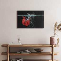 Fish in The Aquarium Canvas, Wall Art Picture, Red Decoration, Animals Canvas - thumbnail 3