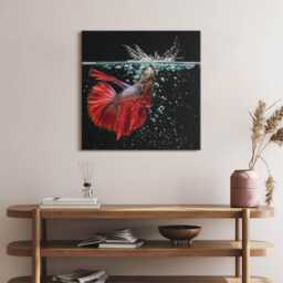 Fish in The Aquarium Canvas, Wall Art Picture, Red Decoration, Animals Canvas - thumbnail 1