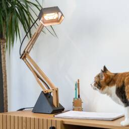 Handcrafted Oak & Aluminum Desk Lamp Modern Statement Piece - thumbnail 3