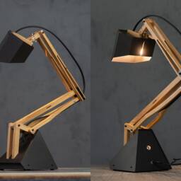 Handcrafted Oak & Aluminum Desk Lamp Modern Statement Piece - thumbnail 4