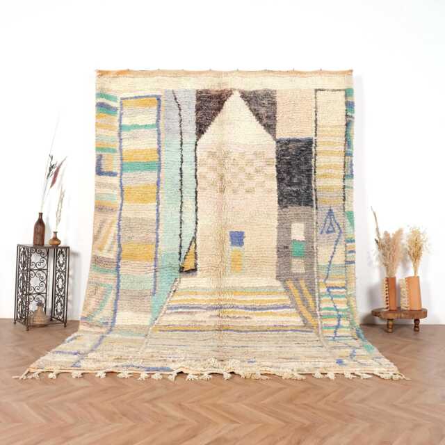 Moroccan Rug, Berber Handwoven Boujaad Rug 6x10 Colorful Boho - image 1