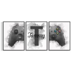 Set Of 3 Gaming Wall Prints, Personalised Print, Gamer Poster, Boys Art, Man Cave Bedroom Home Decor 1041 - thumbnail 2