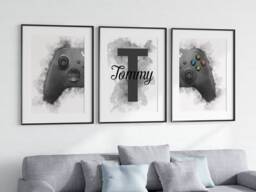 Set Of 3 Gaming Wall Prints, Personalised Print, Gamer Poster, Boys Art, Man Cave Bedroom Home Decor 1041 - thumbnail 1