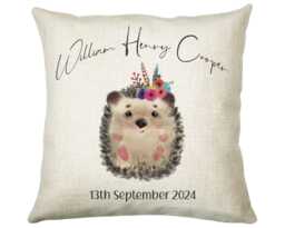 Personalised Hedgehog Cushion Magical Gift Printed Name Design New Baby - Pillow Girls Bedroom Decor For Birthday Cs320 - thumbnail 1
