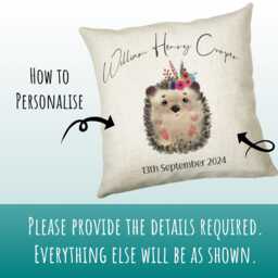 Personalised Hedgehog Cushion Magical Gift Printed Name Design New Baby - Pillow Girls Bedroom Decor For Birthday Cs320 - thumbnail 3