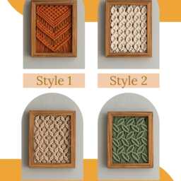 Framed Macrame Wall Art, Boho Home Decor, Minimalist Fiber Hanging, Housewarming Gift U09 - thumbnail 3