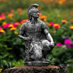 Concrete Medieval Soldier Statue Stone Warrior Figurine Knight With Sword Sculpture Outdoor Garden Decor Historical Yard Ornament Hero Gift - thumbnail 2