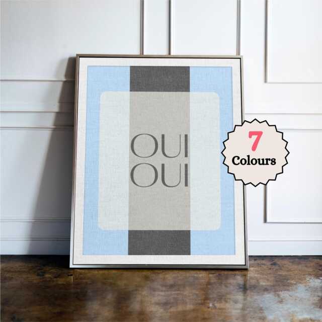 Funny Oui Bathroom Sign, Toilet Humour Wall Art, French Decor, Restroom Minimalist Poster - image 1