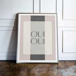 Funny Oui Bathroom Sign, Toilet Humour Wall Art, French Decor, Restroom Minimalist Poster - thumbnail 2