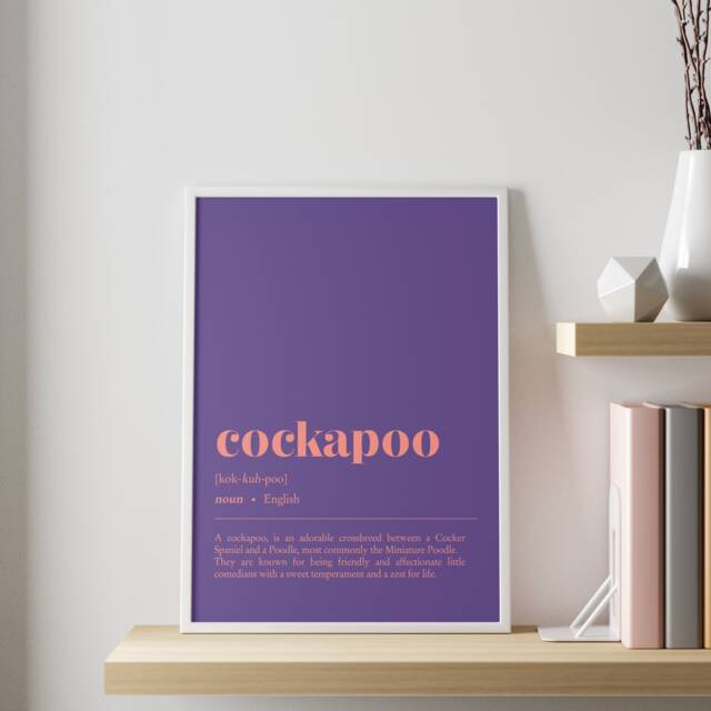 Cockapoo Definition Print - Customisable Dog Illustration Wall Art Minimalist Home Office Decor - image 1