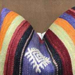 Handwoven Kilim Pillow Cover, Bohemian Home Decor - 20x20 - thumbnail 2