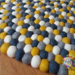 Custom Color Felt Ball Rug Handmade Wool Nursery Rug - thumbnail 4