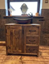 Ramsey Reclaimed Wood Bathroom Vanity Unit - thumbnail 1