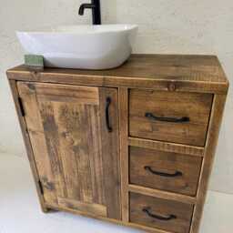 Ramsey Reclaimed Wood Bathroom Vanity Unit - thumbnail 2