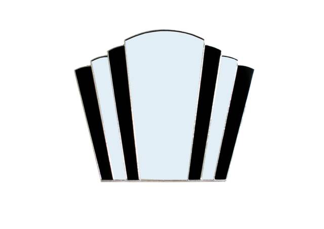 Art Deco Fantail Wall Mirror - Black Stained Glass Hand Made - image 1