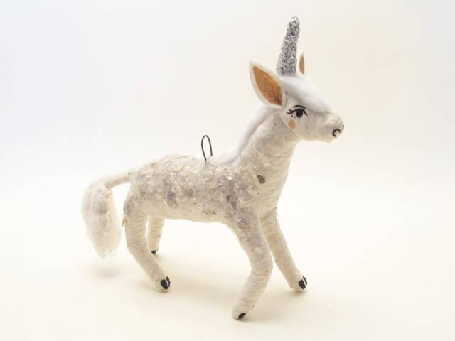 Spun Cotton Glittery Unicorn Ornament/Figure - image 1
