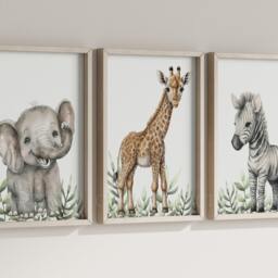 Choose Your Own Safari Jungle Animal Elephant Giraffe Zebra Boys Girls A4 Or A3 Nursery Set Of Unframed Prints - thumbnail 3