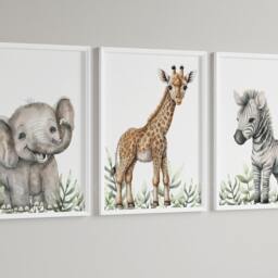 Choose Your Own Safari Jungle Animal Elephant Giraffe Zebra Boys Girls A4 Or A3 Nursery Set Of Unframed Prints - thumbnail 2