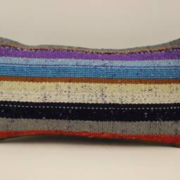 Home Decor Pillow, Bohemian Kilim Cushion, 10x20 Anatolian Coastal Tribal Nomadic Pillow Cover, 4Yef-659 - thumbnail 2