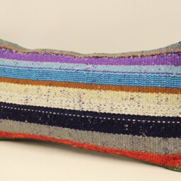Home Decor Pillow, Bohemian Kilim Cushion, 10x20 Anatolian Coastal Tribal Nomadic Pillow Cover, 4Yef-659 - thumbnail 3