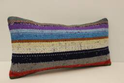 Home Decor Pillow, Bohemian Kilim Cushion, 10x20 Anatolian Coastal Tribal Nomadic Pillow Cover, 4Yef-659 - thumbnail 1