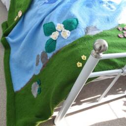 Hand Knitted Blanket, House Warming Gift, Picture Blanket, Couch Throw, Cozy Warm Single Bed Cover, Premium Acrylic Yarn - thumbnail 2