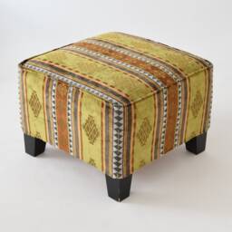 Ekenas Footstool Slipcover F01 Tribal Bohemian Kilim Rug Ottoman Footstool Cover Tabouret Couverture Fu??hocker Abdeckung - thumbnail 1