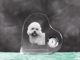 Dandie Dinmont Terrier - Crystal Clock in The Shape Of A Heart With Image Pure-Bred Dog - thumbnail 1