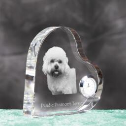 Dandie Dinmont Terrier - Crystal Clock in The Shape Of A Heart With Image Pure-Bred Dog - thumbnail 3