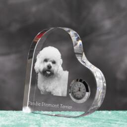 Dandie Dinmont Terrier - Crystal Clock in The Shape Of A Heart With Image Pure-Bred Dog - thumbnail 2