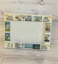 Sailboat/ Ships/ Boats Postage Stamp Frame - Holds 4x6 Photo - thumbnail 1
