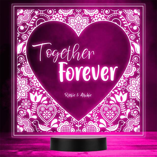 Together Forever Valentine's Day Personalised Gift Colour Night Light - image 1