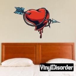 Pierced Arrow in Heart Wall Decal - Fabric Vinyl Removable & Reusable Heartuscolor007Et