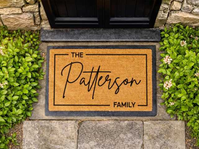 The Patterson Script Welcome Mat - Personalized Last Name Rug Entryway Gift - image 1