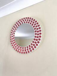 Rose Red Round Mosaic Mirror - thumbnail 1