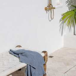 Gray Blue Linen Waffle Towel Set - Soft Towels For Face, Hand, Body Quick Dry Spa Stonewashed Bathroom Gift Him Or Her - thumbnail 3