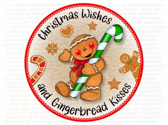 Gingerbread Kisses Wreath Sign, Gingerbread Candy Wreath, Christmas Xmas Christmas Wishes - image 1