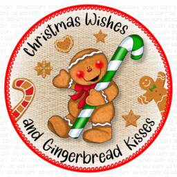 Gingerbread Kisses Wreath Sign, Gingerbread Candy Wreath, Christmas Xmas Christmas Wishes - thumbnail 3
