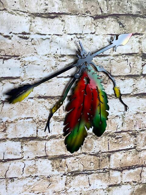 Feather & Arrow Metal Wall Art, Native American D??cor, Southwest Decorations - image 1