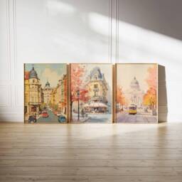 Set Of 3 Bucharest Poster, Romania European Culture Travel Print, Wall Decor, Art - thumbnail 1