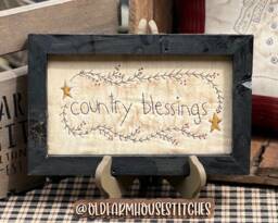 Country Blessings Primitive Stitchery Framed Print - thumbnail 1