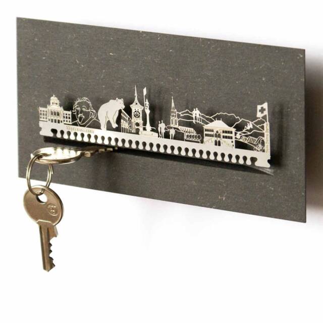 Bern Skyline Key Rack - Stainless Steel Silhouette Souvenir Gift - image 1