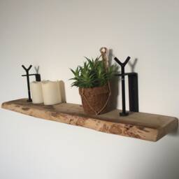 Oak Industrial Wall Shelf With Large Rotary Clamps - thumbnail 1