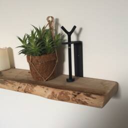 Oak Industrial Wall Shelf With Large Rotary Clamps - thumbnail 4