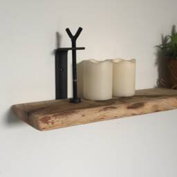 Oak Industrial Wall Shelf With Large Rotary Clamps - thumbnail 3