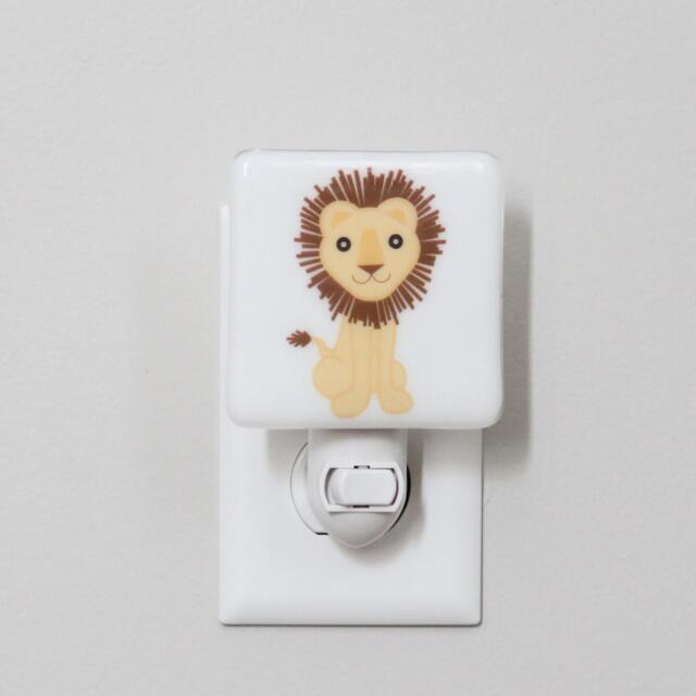 Lion Fused Glass Nightlight - Nursery Baby Shower Gift Yellow Kids Gender Neutral Modern Jungle - image 1