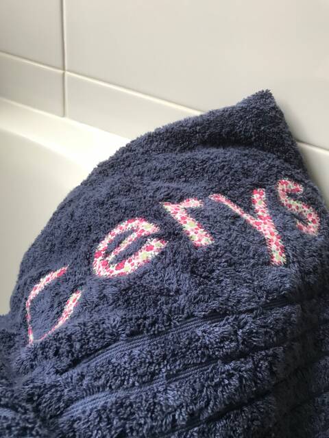 Personalised Navy Blue Bath Towel Girls/Boys 100% Cotton - image 1